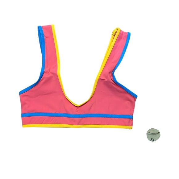 NWT Stone Fox Swim Dhalia Top In Honeycomb Sunset Pink Color Block Size XS - Picture 3 of 6